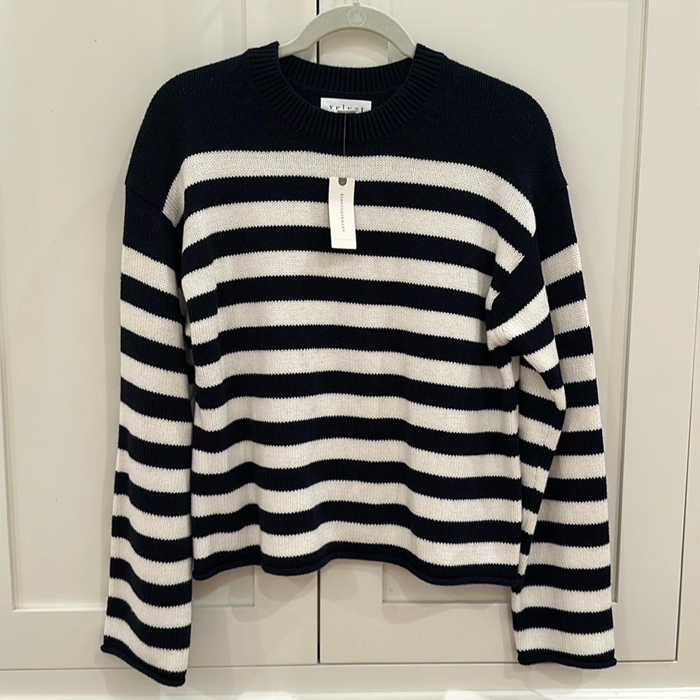 Velvet by Graham and Spencer, navy/white striped sweater - Anthropologie
